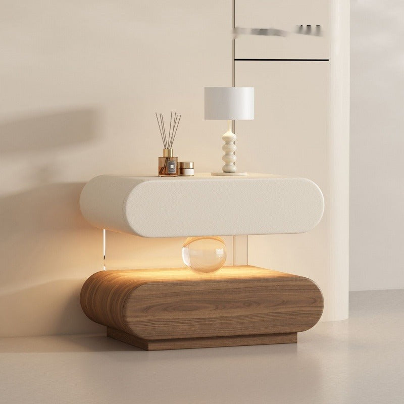 Solid Wood Bedside Table with Motion Sensor Light