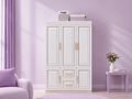 YG-5 White Armoire Wardrobe, 74" H, 3 Doors &amp; 2 Drawers