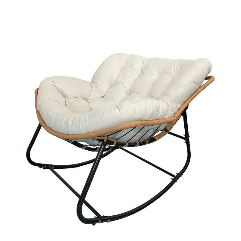 PE Rattan Weave Rocking Chair Lie Down or Sleep Lunch Break Chair Living Room Balcony Chaise Longue Adult Kid Recliner Lazy Sofa