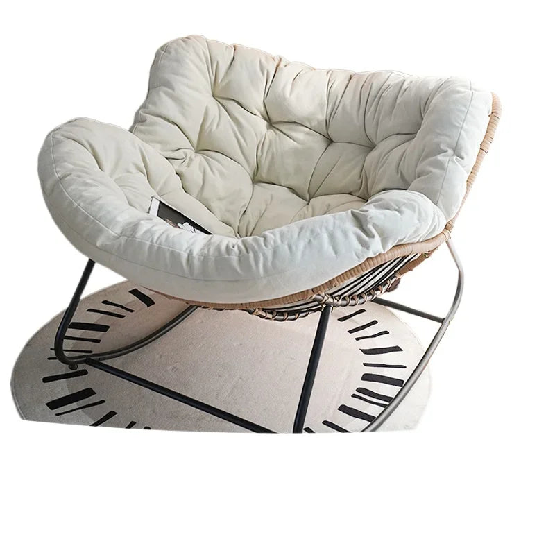 PE Rattan Weave Rocking Chair Lie Down or Sleep Lunch Break Chair Living Room Balcony Chaise Longue Adult Kid Recliner Lazy Sofa