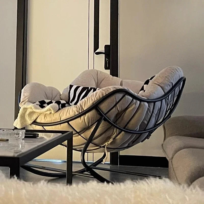 PE Rattan Weave Rocking Chair Lie Down or Sleep Lunch Break Chair Living Room Balcony Chaise Longue Adult Kid Recliner Lazy Sofa