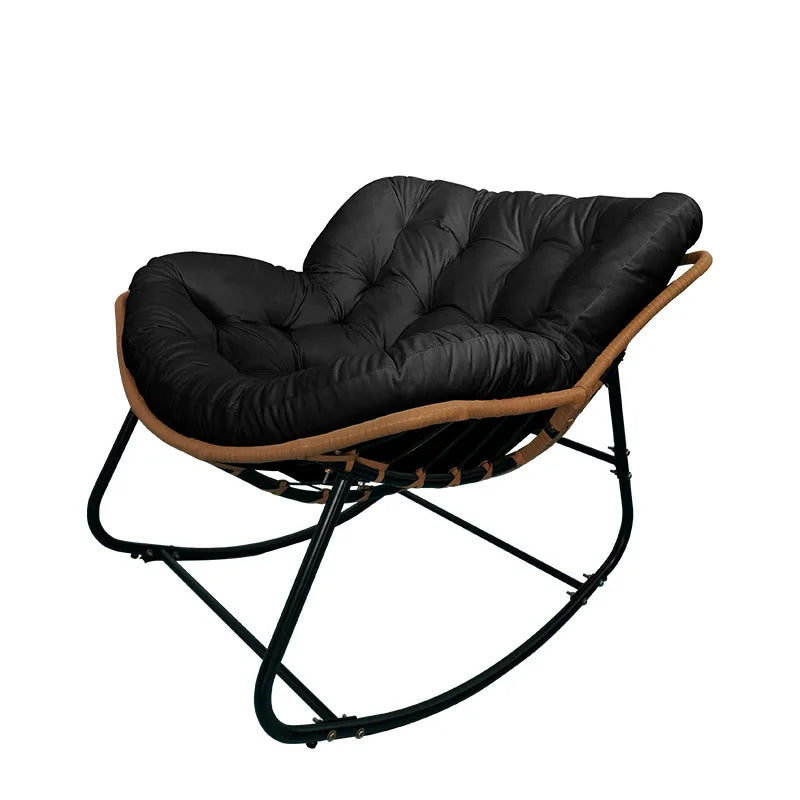 PE Rattan Weave Rocking Chair Lie Down or Sleep Lunch Break Chair Living Room Balcony Chaise Longue Adult Kid Recliner Lazy Sofa