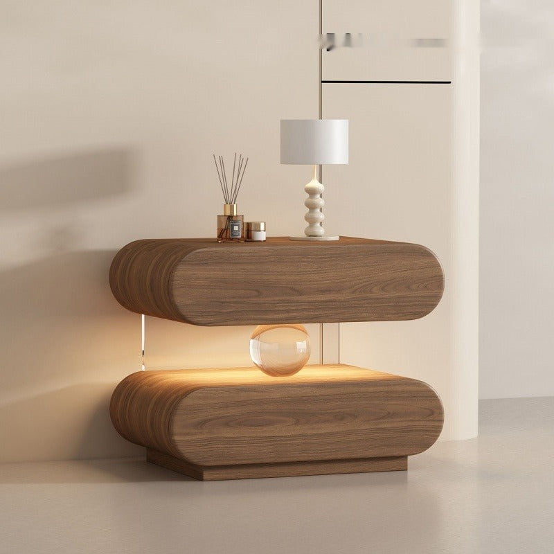 Solid Wood Bedside Table with Motion Sensor Light
